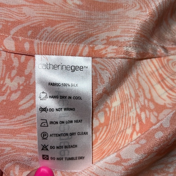 Catherine Gee Daria French Cuff Silk Blouse, Sorbet Swirl. Large. NWOT - Picture 9 of 9